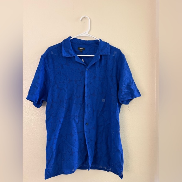 EXPRESS Blue Floral Button down - Picture 2 of 4